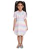 Peppermint Puffed Sleeves Striped Unicorn Embroidered Party Wear Dress - Multi Colour