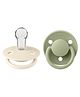 BIBS De Lux Pacifier Soother Round Silicone Nipple Pack of 2 - Ivory & Sage