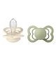 BIBS Supreme Pacifier Soother Flat Symmetrical Silicone Nipple Pack of 2 Size 2 - Ivory & Sage