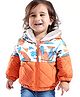 Babyoye Inner Sherpa Lined Full Sleeves  Abstract Printed Hooded Jacket - Orange