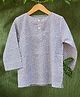 Love the World Today Full Sleeves Seamless Leaf Hand Block Printed Unisex Short Kurta - Grey
