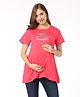 Bella Mama Cotton Half Sleeves Chest Printed Maternity Top - Fuchsia