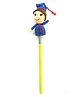 Happy Threads Pencil with Hand Crafted Crochet Topper - Blue