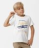 Kate & Oscar Half Sleeves Contrast Stitched Text Placement Printed Tee  - White