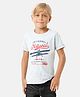 Kate & Oscar Half Sleeves Contrast Stitched Text Placement Printed Tee - Blue
