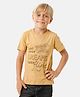 Kate & Oscar Half Sleeves Let Your Dreams Aeroplane Doodle Art Printed Tee - Golden Mist