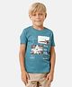Kate & Oscar Half Sleeves Aeroplane Graphic Placement Printed Tee - Blue