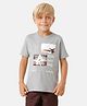 Kate & Oscar Half Sleeves Aeroplane Graphic Placement Printed Tee - Grey