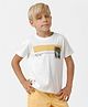 Kate & Oscar Half Sleeves Forest Leaves Placement Printed Tee - White