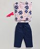 M'andy Sleeveless Floral Printed Top With Pant - Blue
