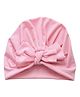 THE LITTLE LOOKERS Unisex Soft Hosiery Turban Bow Knot Cap Light Pink - Diameter 18 cm