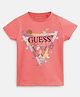 Guess Half Sleeves Triangle & Heart Printed Tee - Pink