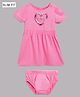 Guess Half Sleeves Sequinned  Heart Embellished Dress With A Bloomer - Pink