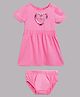 Guess Half Sleeves Sequinned  Heart Embellished Dress With A Bloomer - Pink