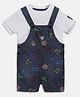 Guess Half Sleeves Solid Tee With All Over Printed Dungree  - White