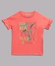 Guess Half Sleeves Tyopography And Stone Embellished T Shirt - Pink