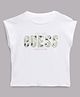 Guess Half Sleeves Embroidered And Sequinned Embellished T Shirt - White
