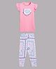 Guess Cap Frill Sleeves Sequinned Floral Designed Top And Pant - Pink