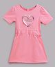 Guess Half Sleeves Heart Sequinned Embellished Detailed Dress - Pink