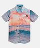 Guess Half Sleeves Sunset & Beach Theme Printed Brand Name Patch Detailed Shirt - Multi Colour