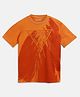 Guess Half Sleeves Abstract Paint Strokes Printed Tee - Orange