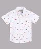 Guess Half Sleeves Sun & Tree Embroidered Detailed Shirt - White