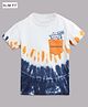 Guess Half Sleeves Tie Dye Printed Tee - White & Blue