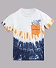 Guess Half Sleeves Tie Dye Printed Tee - White & Blue