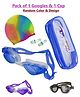 ADKD Silicone Swim Cap with Swimming Googles Anti Fog Glasses and Earplugs for Safety (Color may Vary)