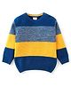 Babyhug Knit Full Sleeves Pullover Sweater - Yellow & Navy Blue