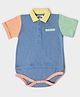 Mi Arcus 100% Cotton Half Sleeves Colour Blocked Tee - Blue