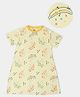 Mi Arcus 100% Viscose Half Sleeves All Over Bananas & Star Printed A Line Night Dress - Yellow