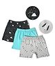 Mi Arcus  Cotton Dog & Abstract Print Shorts Pack of 3 Black,Grey & Blue