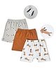 Mi Arcus  Cotton Solid & Dogs Print Shorts Pack of 3 Brown Grey & White