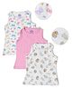 Mi Arcus Baby Girl Cotton Sleeveless All Over Butterfly & Raccoon Print Tank Top Pack of 3 White & Pink
