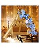 Puchku Decoration Items For Birthday 26Pcs Combo With White Net Led Fairy Lights And Blue White Golden Balloons