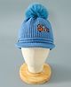Babyhug Pom Pom Woollen Cap Bunny Embroidery - Blue