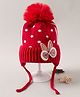 Babyhug Pom Pom Woollen Polka Dotted Cap with Knot Small Size - Red
