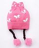 Babyhug Bow Woollen Cap Butterfly Design Large Size - Pink
