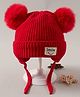Babyhug Pom Pom Woollen Cap  Smile Design Medium Size - Red