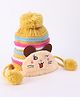 Babyhug Woollen Cap With  Kitten Design & Pompom - Pink