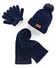 Babyhug Woollen Cap With Muffler & Gloves Solid Colour - Navy Blue