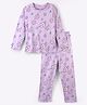 Kanvin Cotton Full Sleeves Night Suit Floral Print- Purple