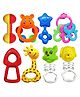 FunBlast Colourful Attractive Rattles and Teether for Babies 8 Pcs (Random Color & Design)