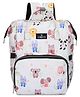 The Clownfish Baby on Board Series Multipurpose Diaper Bag with Bottle Organizer & Tissues Dispensing Pocket in Polyester Animal Print - White