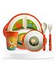 Bembika Baby Dinnerware Bamboo Fiber Dinner Set For Kids Bamboo Utensils For Kids - Red