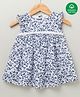 Sweetlime by A.S Organic Cotton Cap Frill Sleeves Garden Floral Printed Dress - Blue
