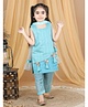 Kinder Kids Sleeveless Gota Lace Embellished & Tassel Detailed Embroidered Kurta With Salwar & Dupatta - Blue