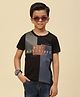 Monte Carlo half Sleeves Text Printed Colour Blocked Tee - Black