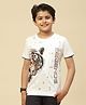 Monte Carlo Half Sleeves Tiger Face Printed Tee - White